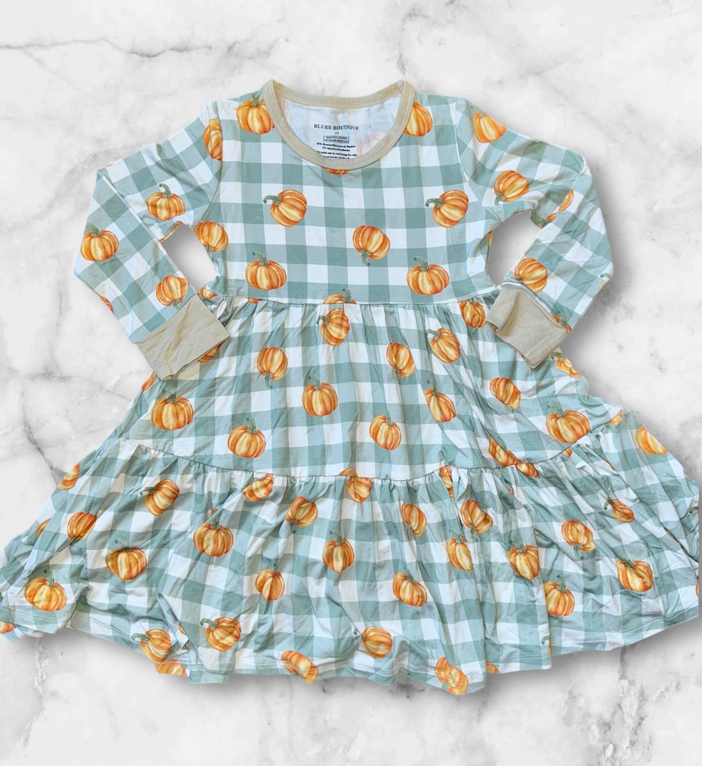 Plaid Pumpkin Bamboo Twirl Dress