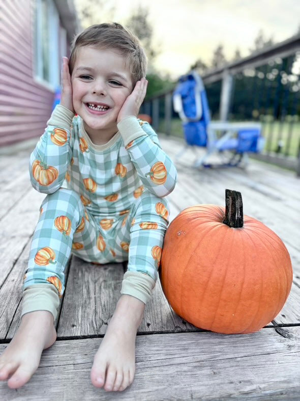 Plaid Pumpkin 2 Piece Bamboo Sleepwear Set