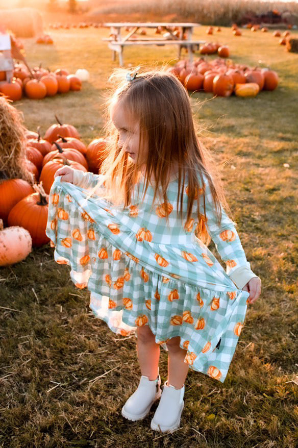 Plaid Pumpkin Bamboo Twirl Dress