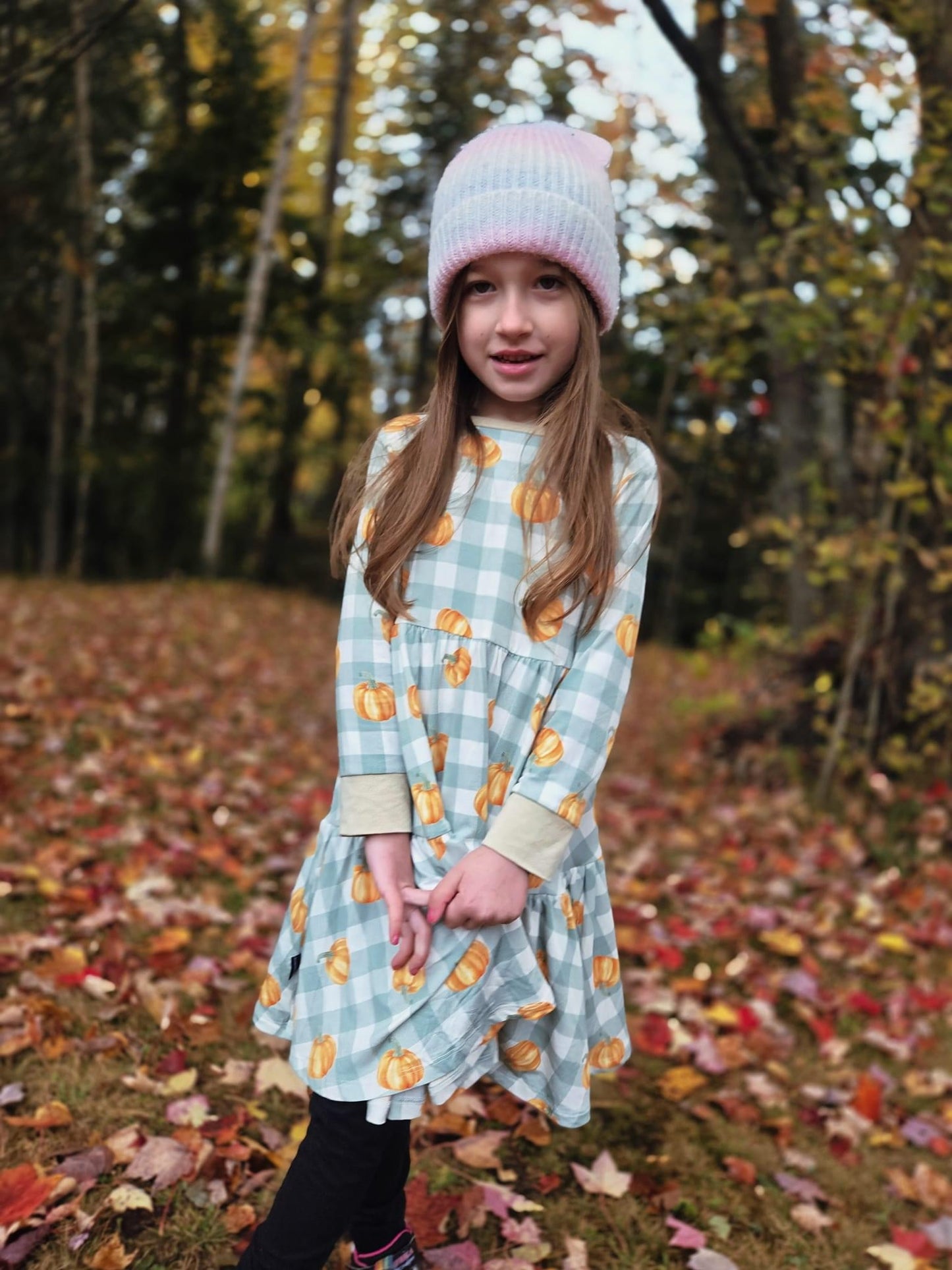 Plaid Pumpkin Bamboo Twirl Dress