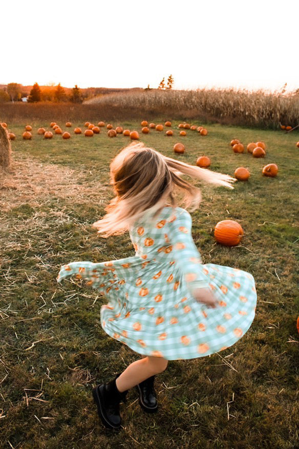 Plaid Pumpkin Bamboo Twirl Dress