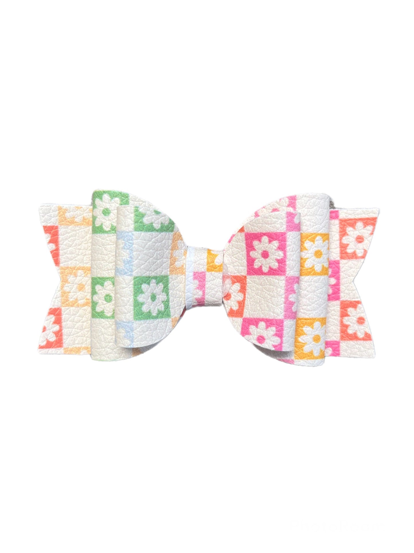 Checkered Floral Classic Bow!
